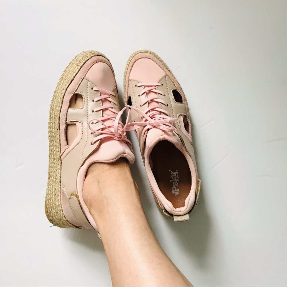 Pajar Pink Leather Suede Espadrille Sneakers